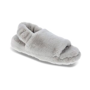 RACHEL Rachel Roy Ruby Plush Gray Slingback Furry Slipper Size L 9-10